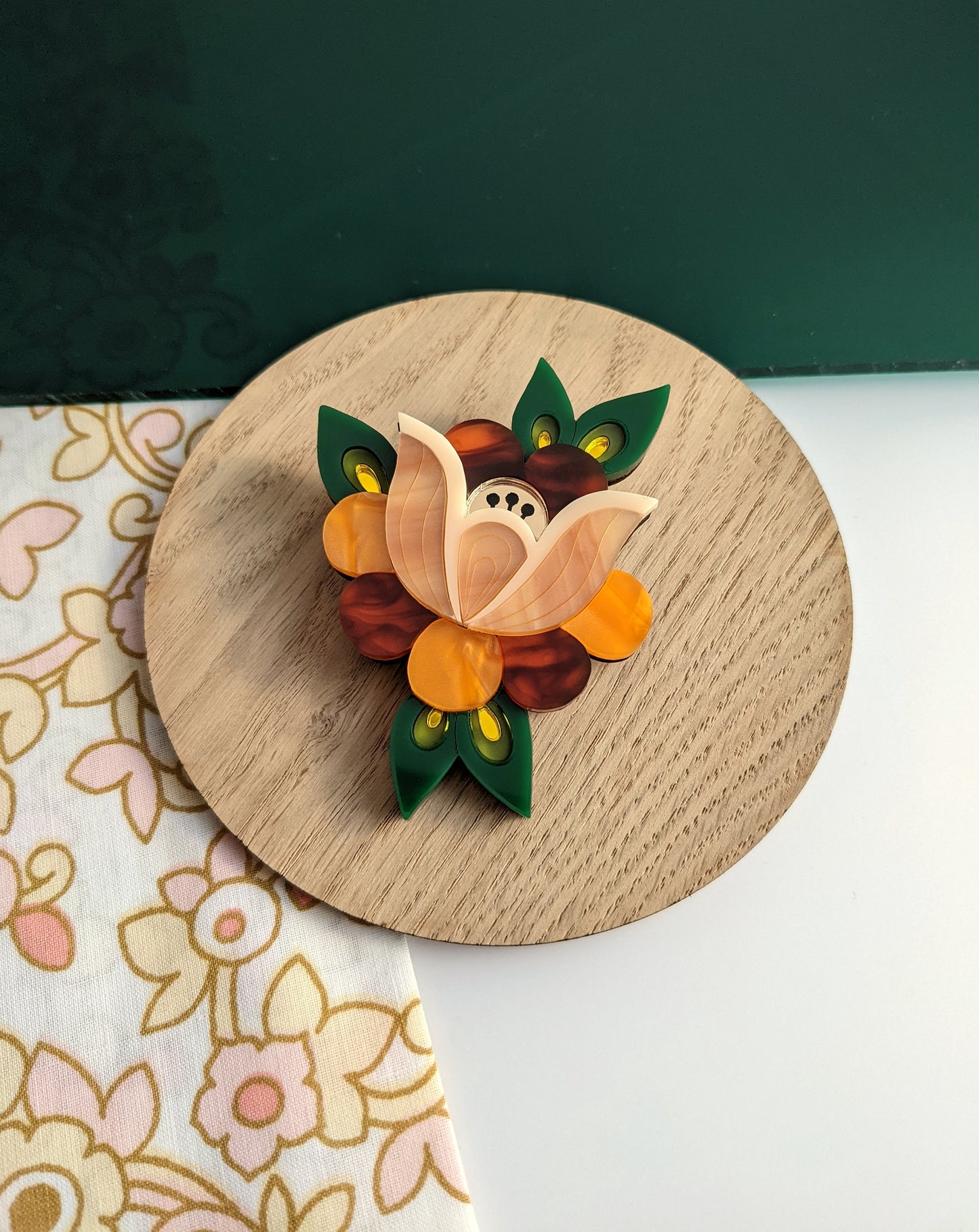 PRE ORDER Folk Floral Brooch - Tortoiseshell