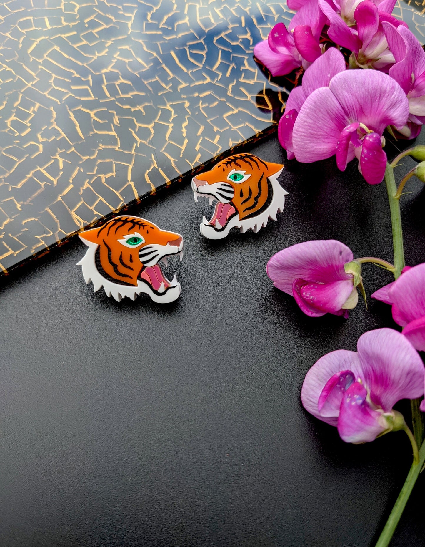 PRE ORDER Tiger Stud Earrings - Orange