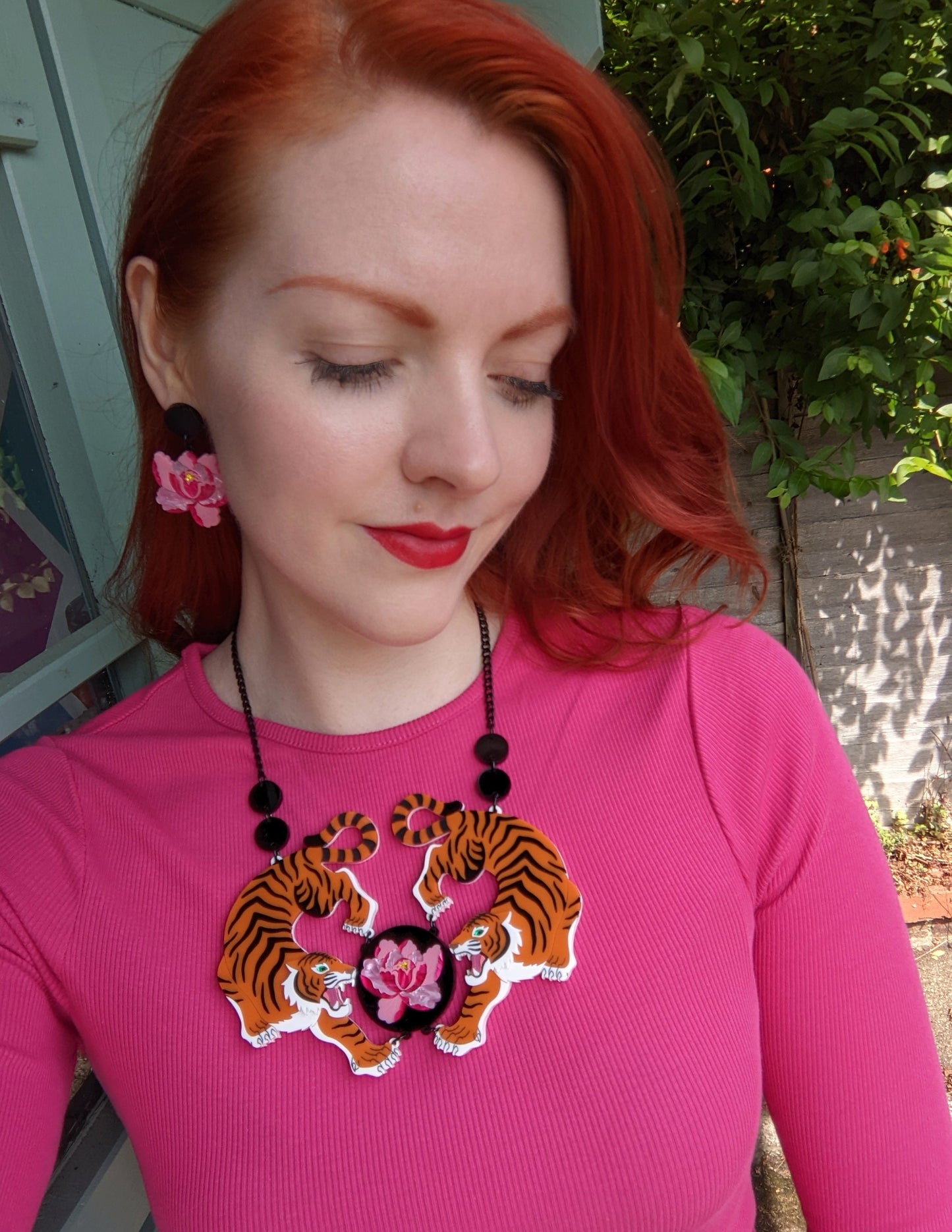 PRE ORDER Statement Double Tiger Necklace - Orange