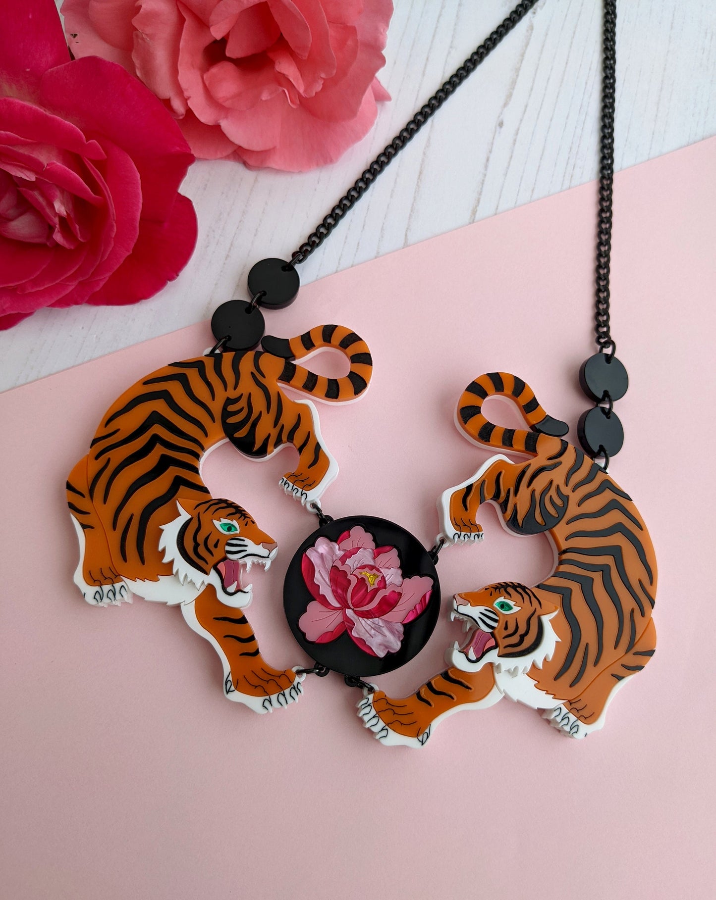 PRE ORDER Statement Double Tiger Necklace - Orange