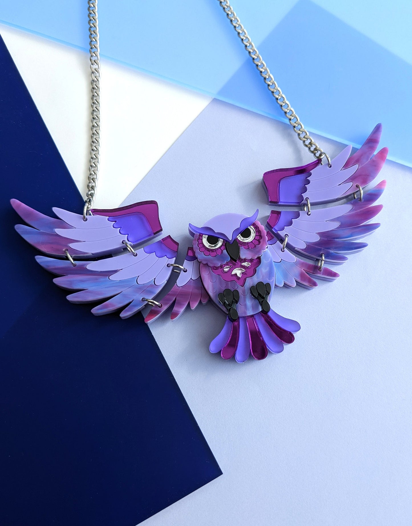 PRE ORDER Statement Owl Necklace - 'Midnight'