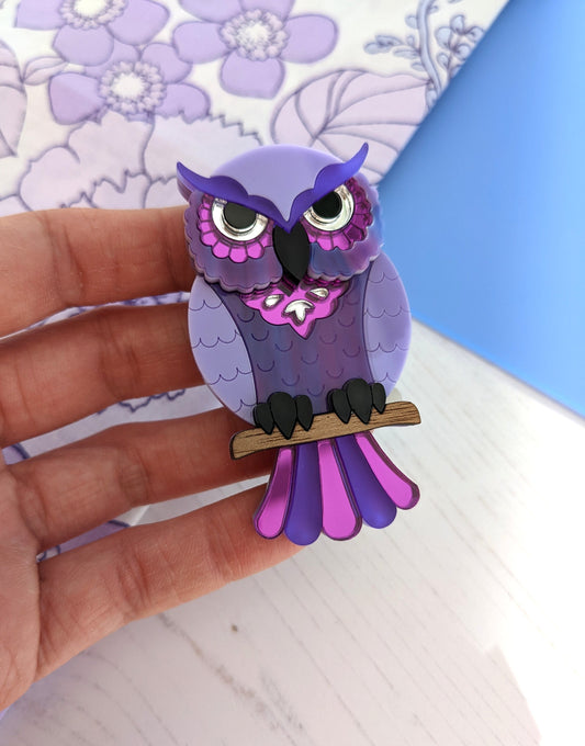 PRE ORDER Owl Brooch - 'Midnight'