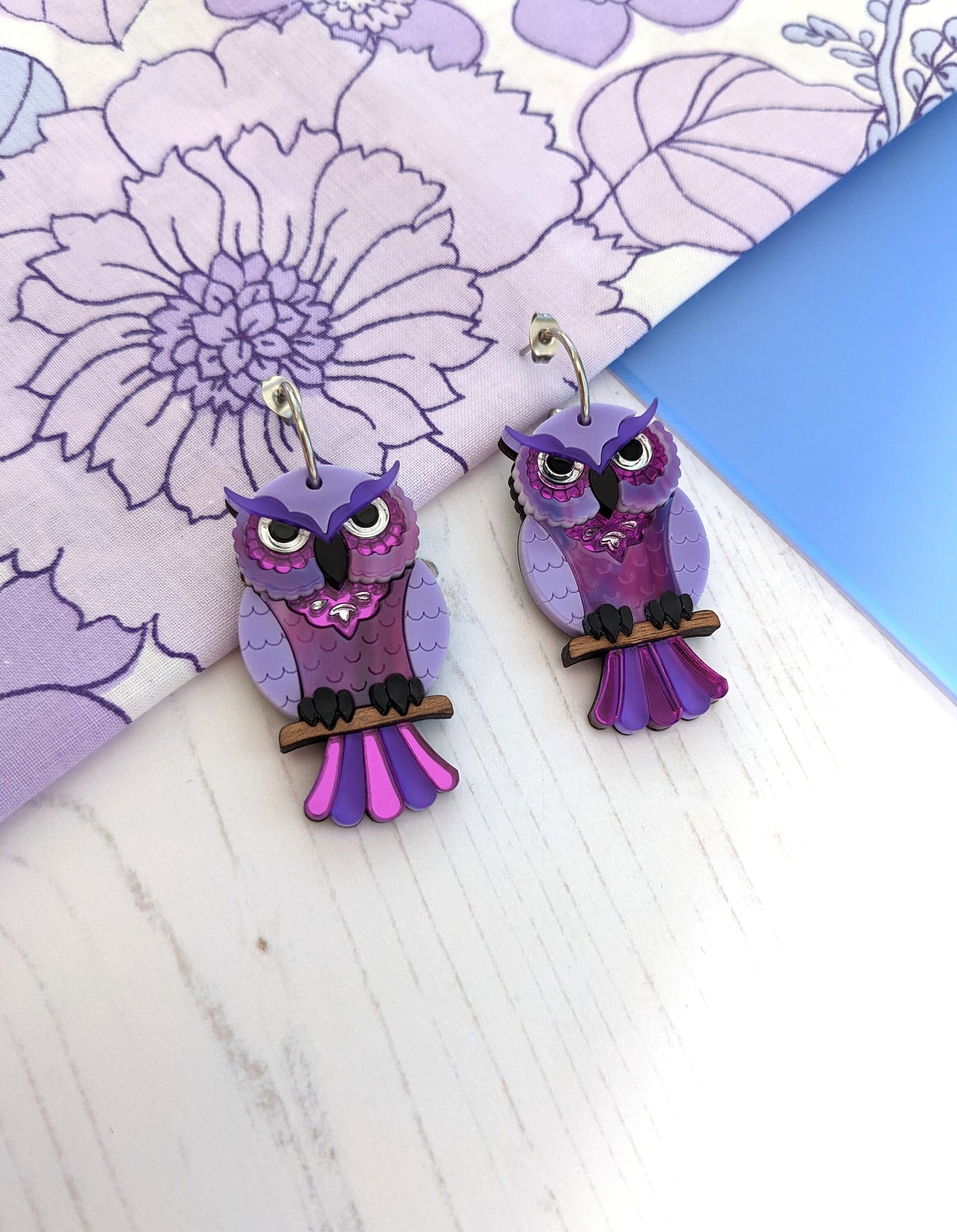 PRE ORDER Owl Hoop Earrings Owls - 'Midnight'