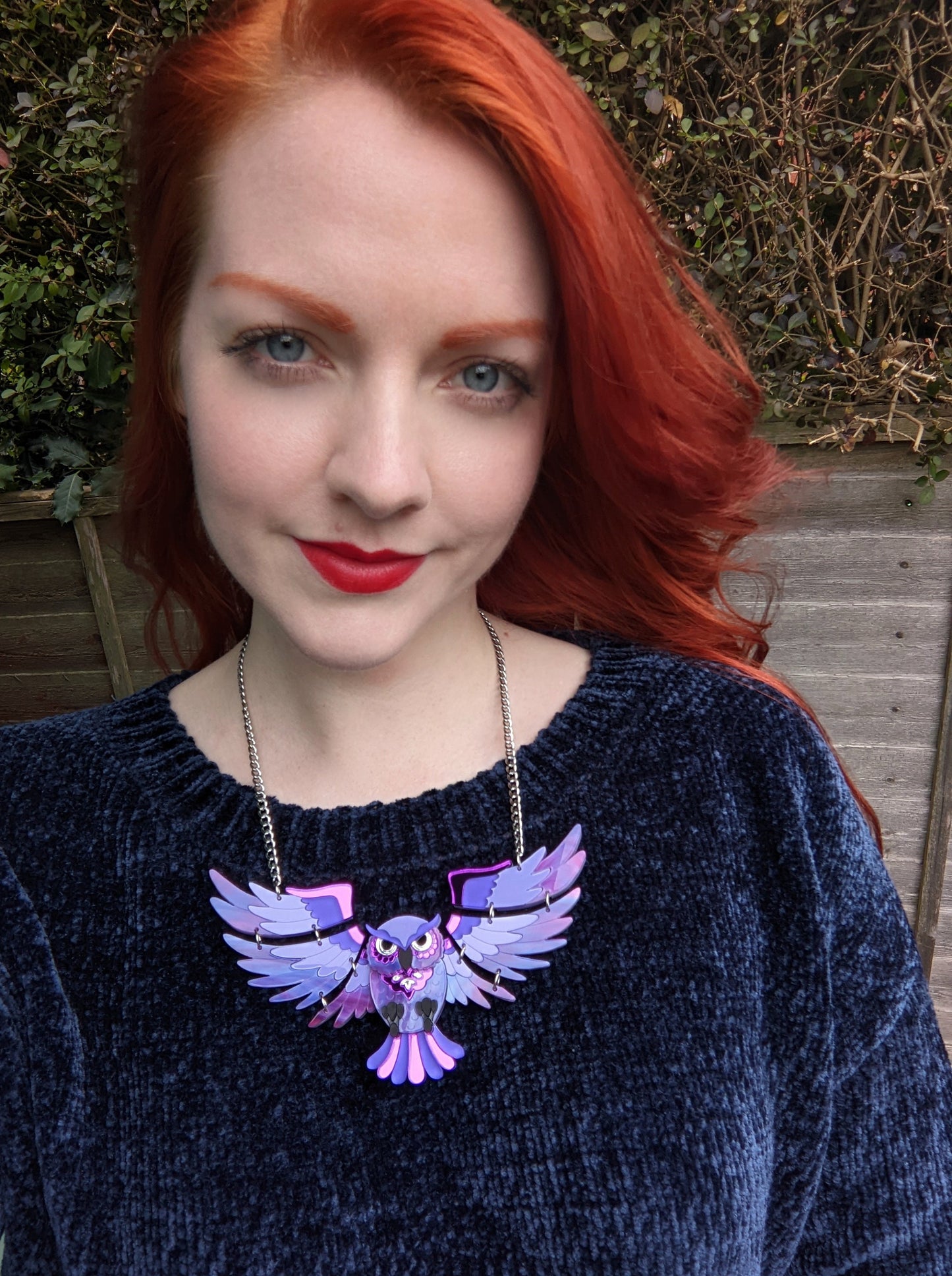 PRE ORDER Statement Owl Necklace - 'Midnight'