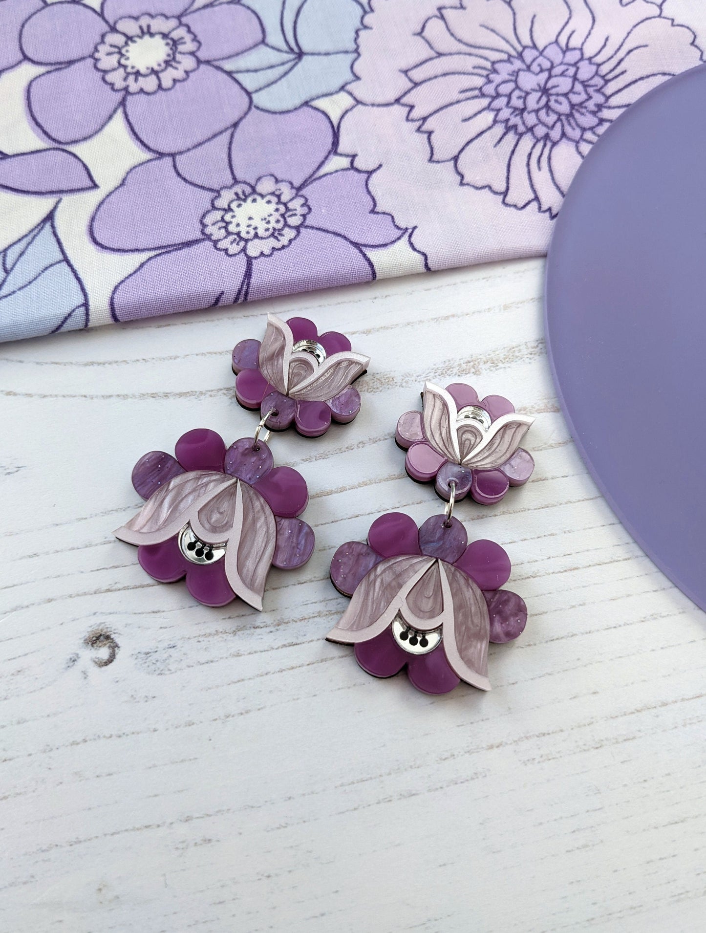 PRE ORDER Mid Folk Floral Earrings - Purple