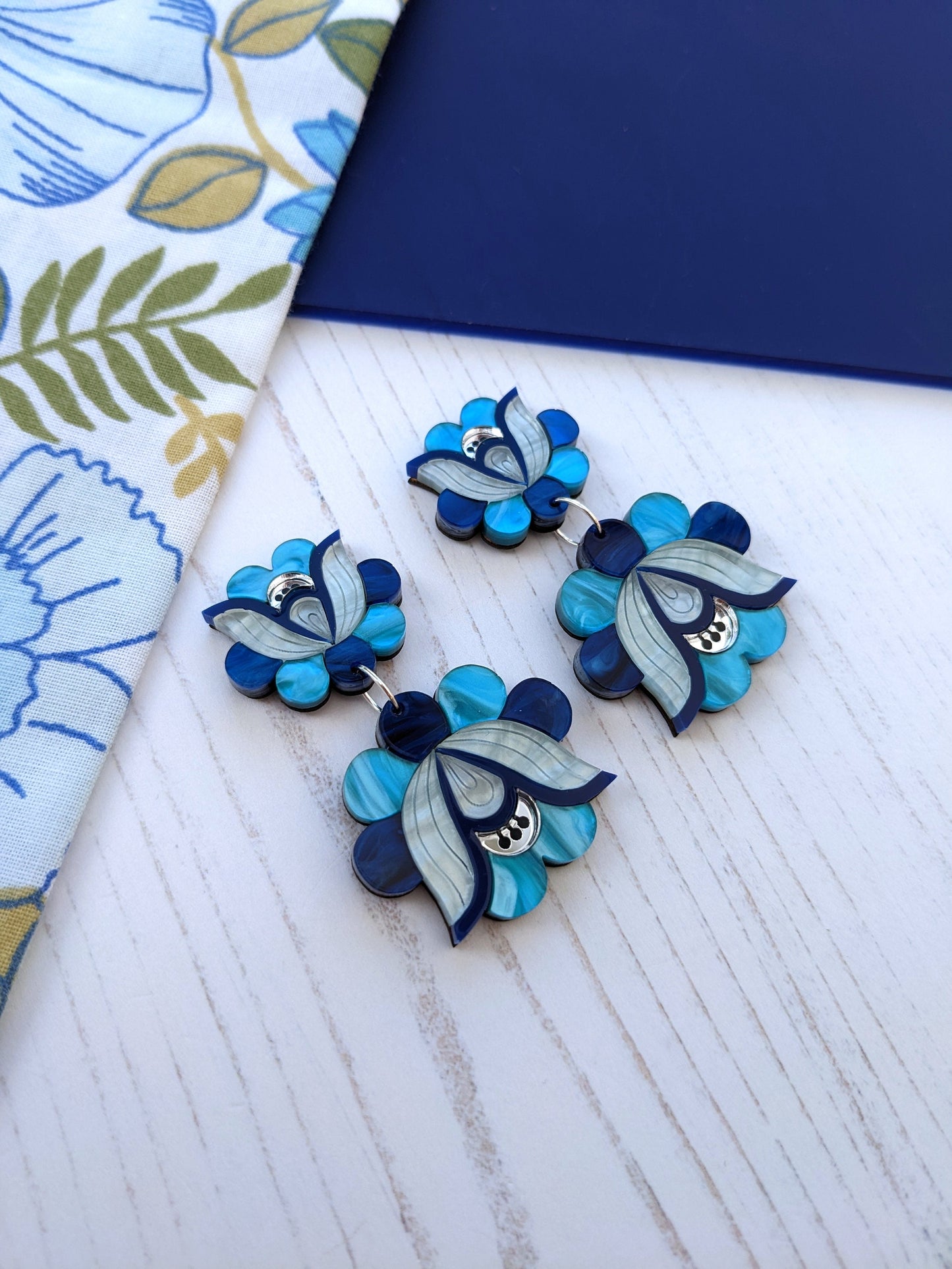 PRE ORDER Mid Folk Floral Earrings - Blue