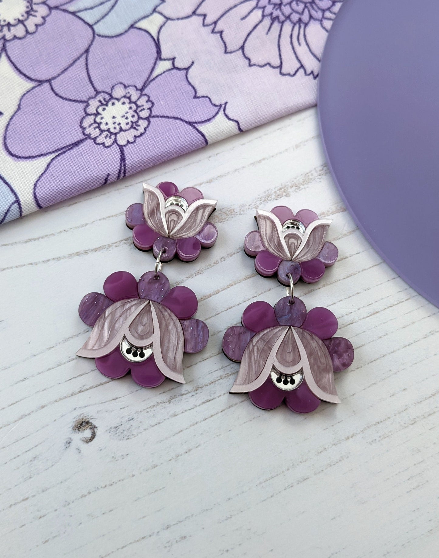 PRE ORDER Mid Folk Floral Earrings - Purple