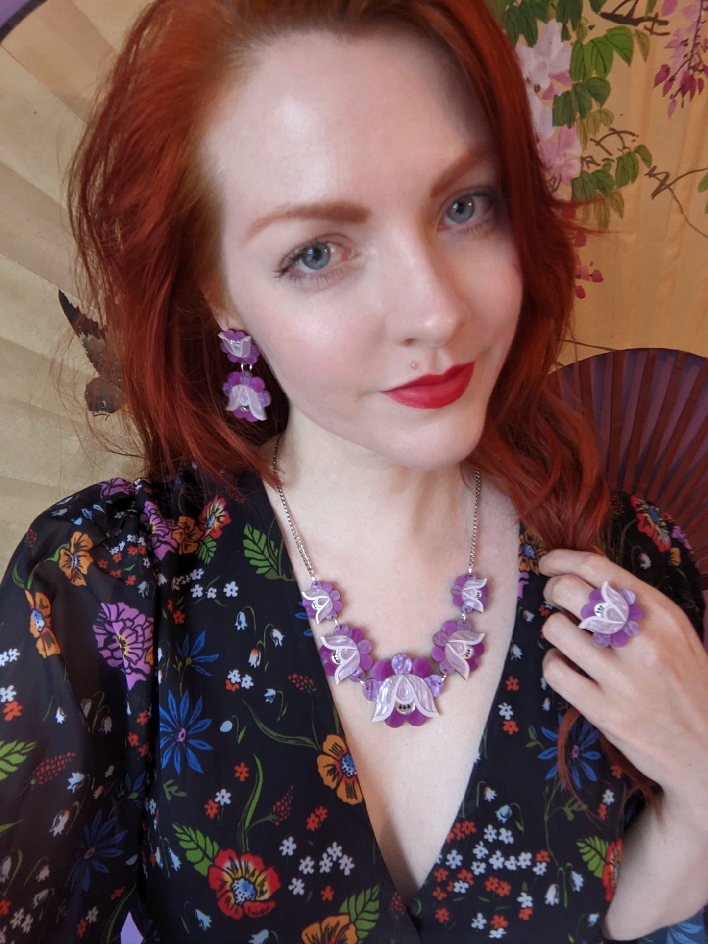 PRE ORDER Mid Folk Floral Earrings - Purple