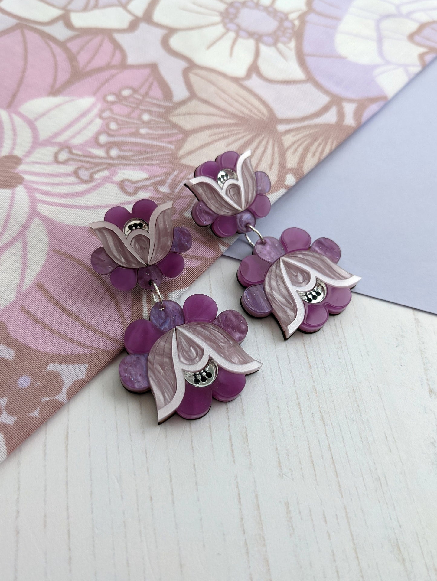 PRE ORDER Mid Folk Floral Earrings - Purple