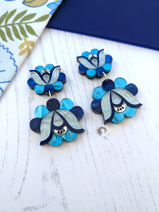 PRE ORDER Mid Folk Floral Earrings - Blue