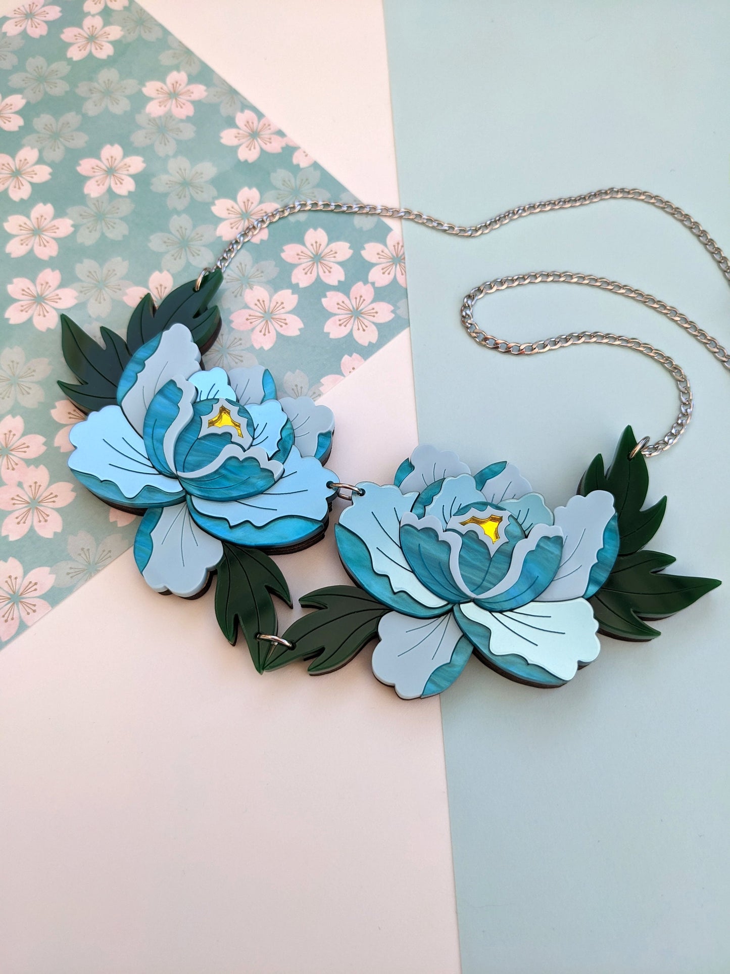 PRE ORDER Statement Peony Necklace - Teal