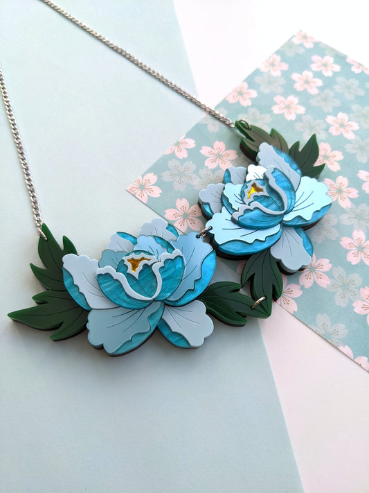 PRE ORDER Statement Peony Necklace - Teal