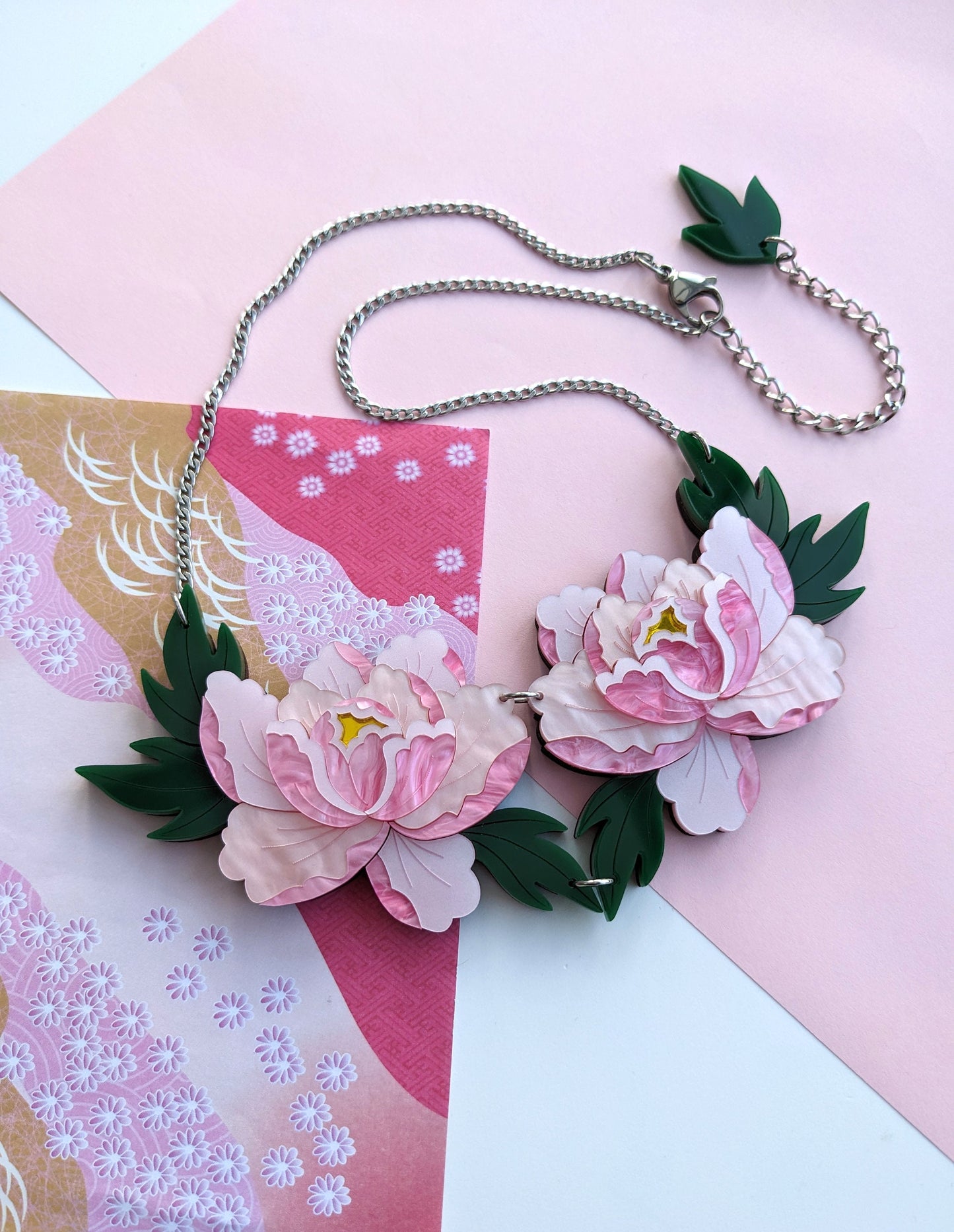 Statement Peony Necklace - Delicate Pink