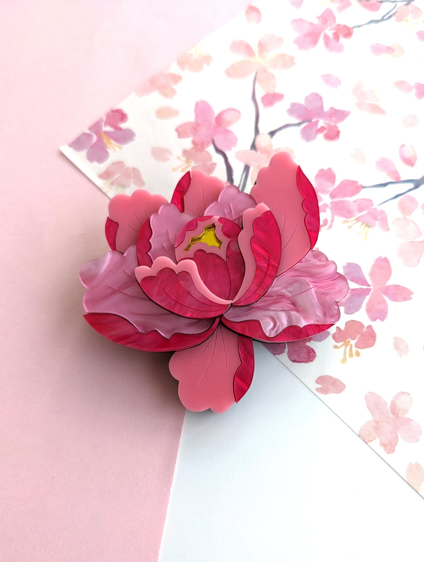 PRE ORDER Peony Brooch - Bright Pink