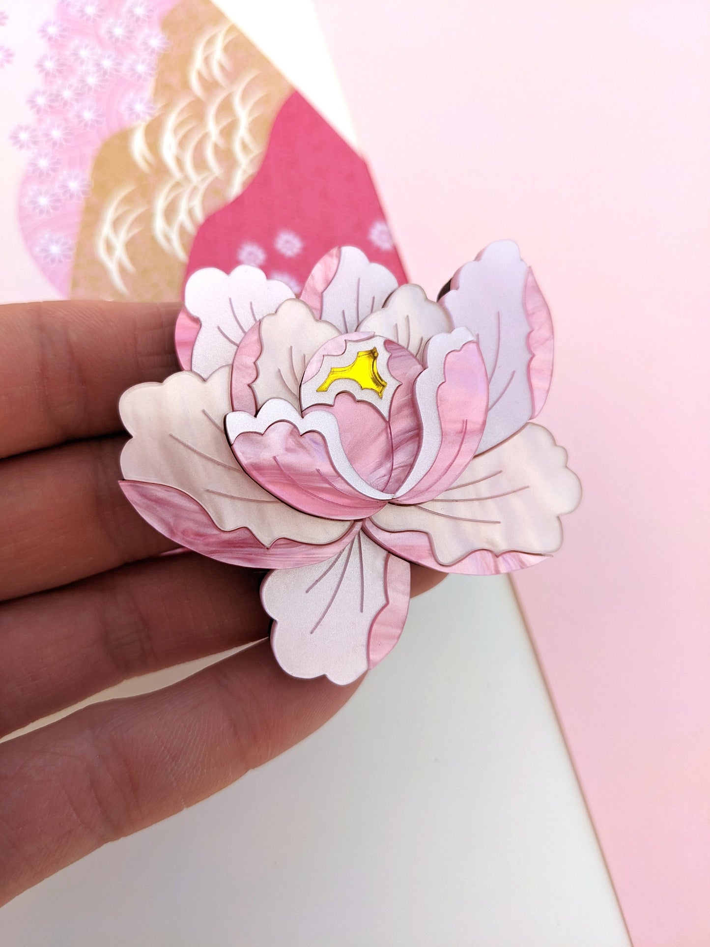 PRE ORDER Peony Brooch - Delicate Pink