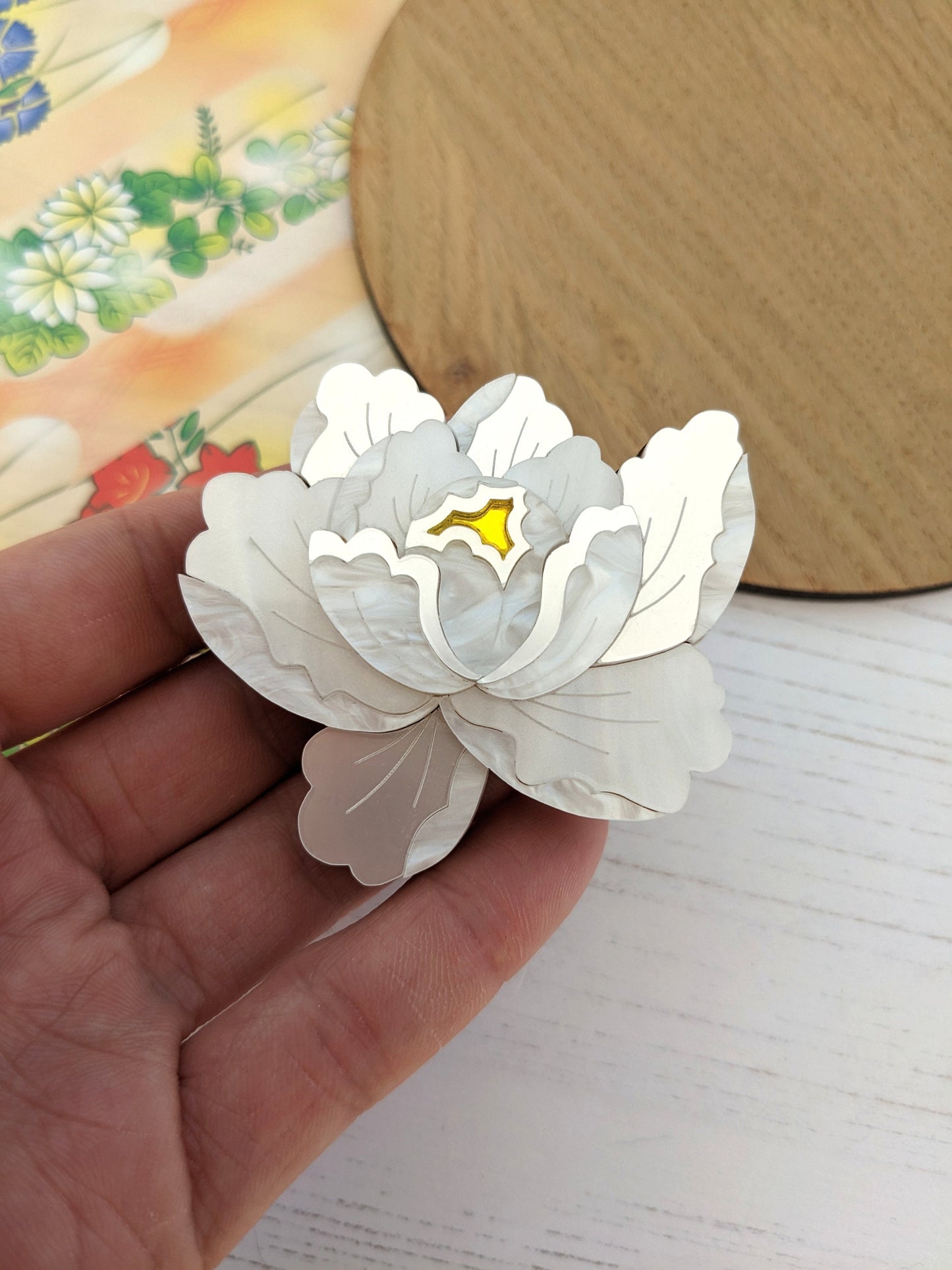 PRE ORDER Peony Brooch - White