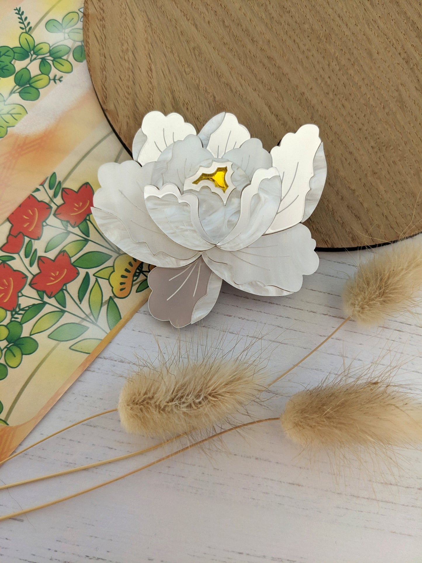 PRE ORDER Peony Brooch - White