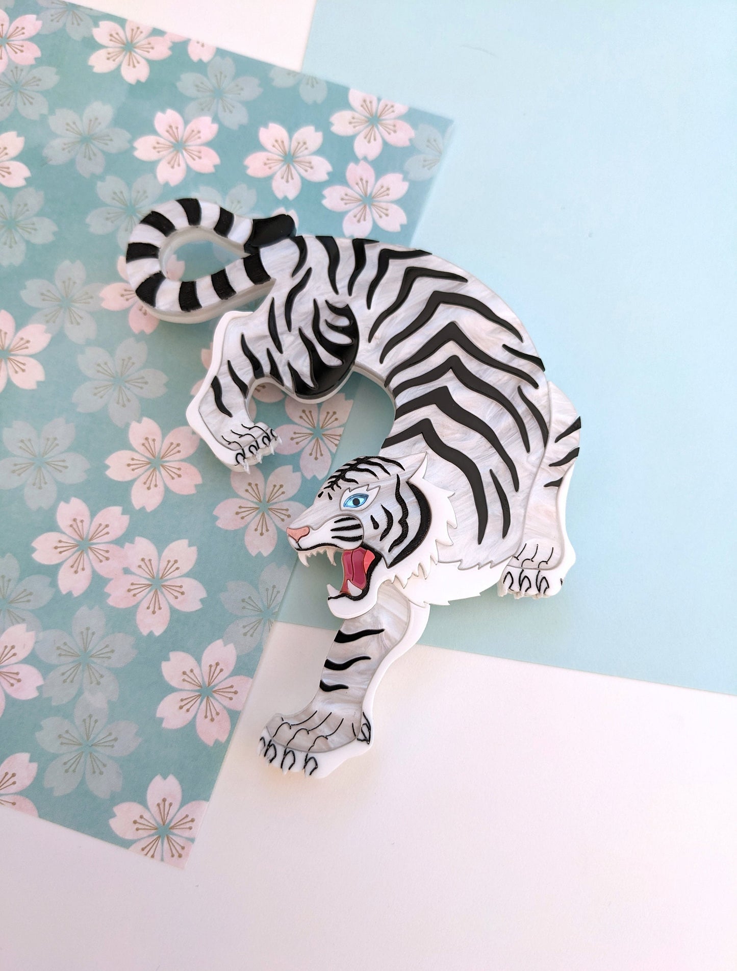 PRE ORDER Statement Tiger Brooch - White