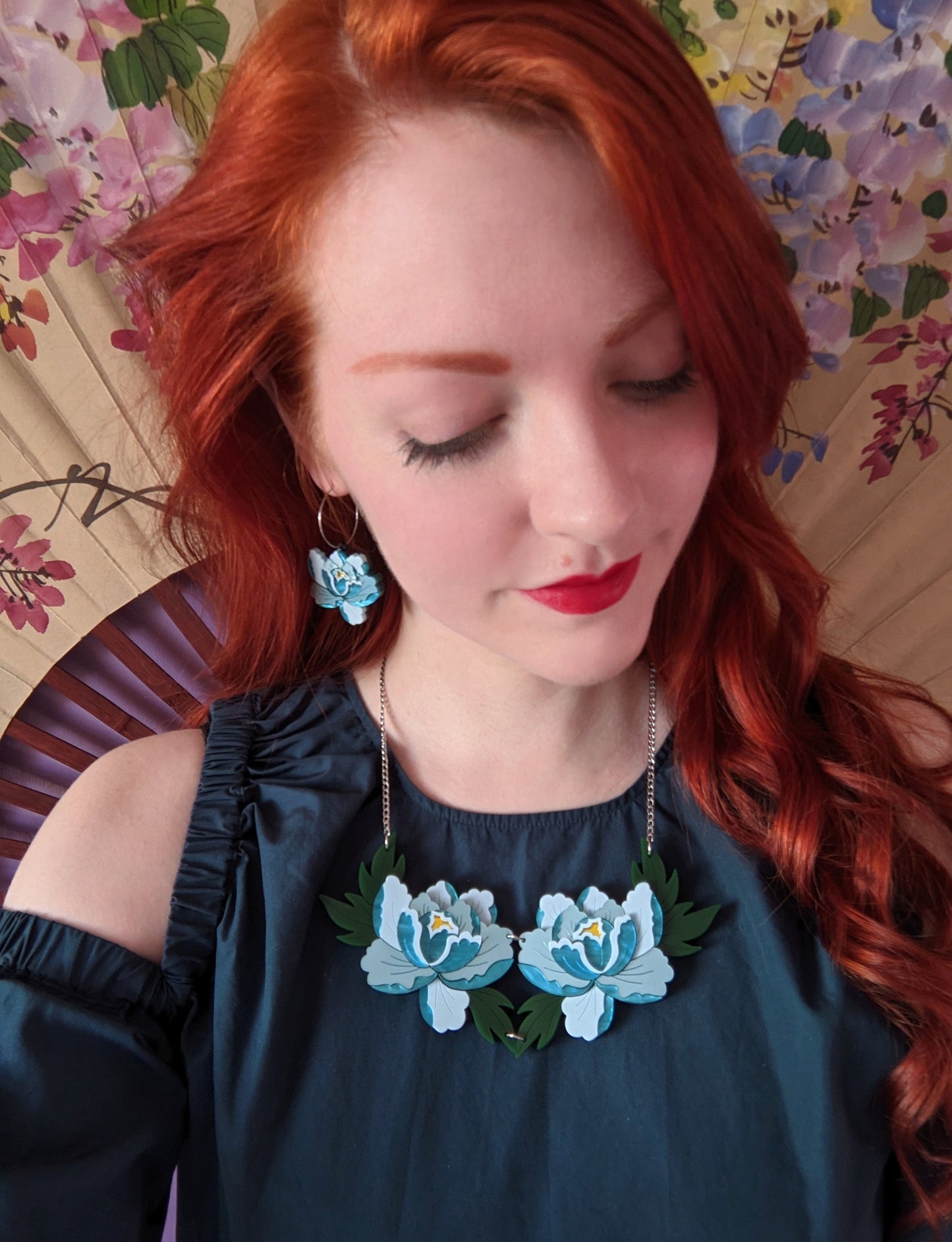 PRE ORDER Statement Peony Necklace - Teal