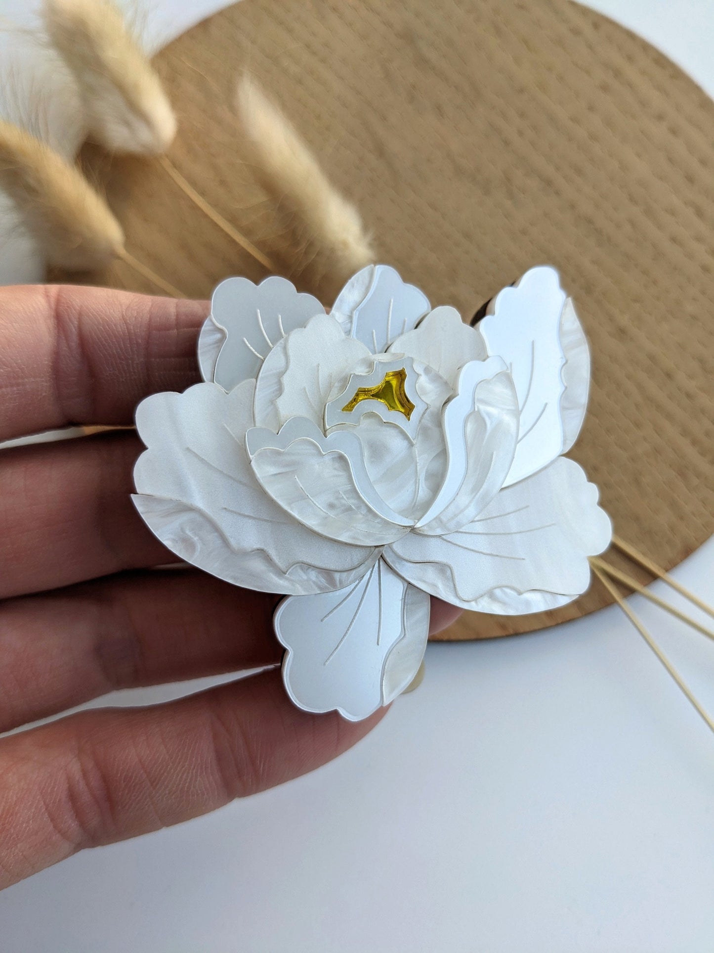 PRE ORDER Peony Brooch - White