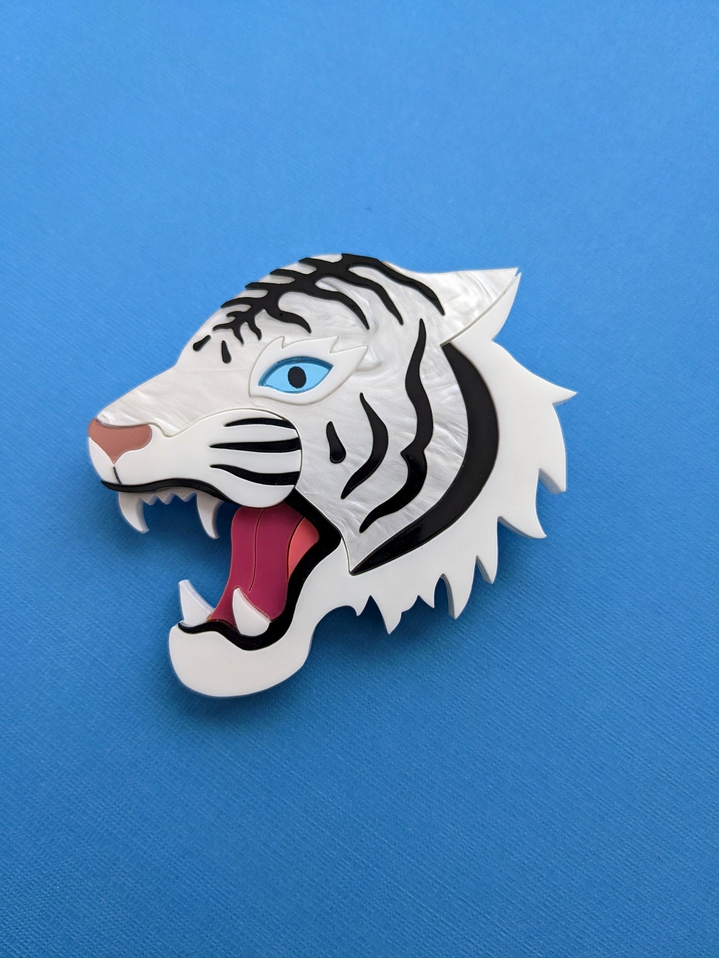 PRE ORDER Japanese Inspired Tiger Head Brooch - White