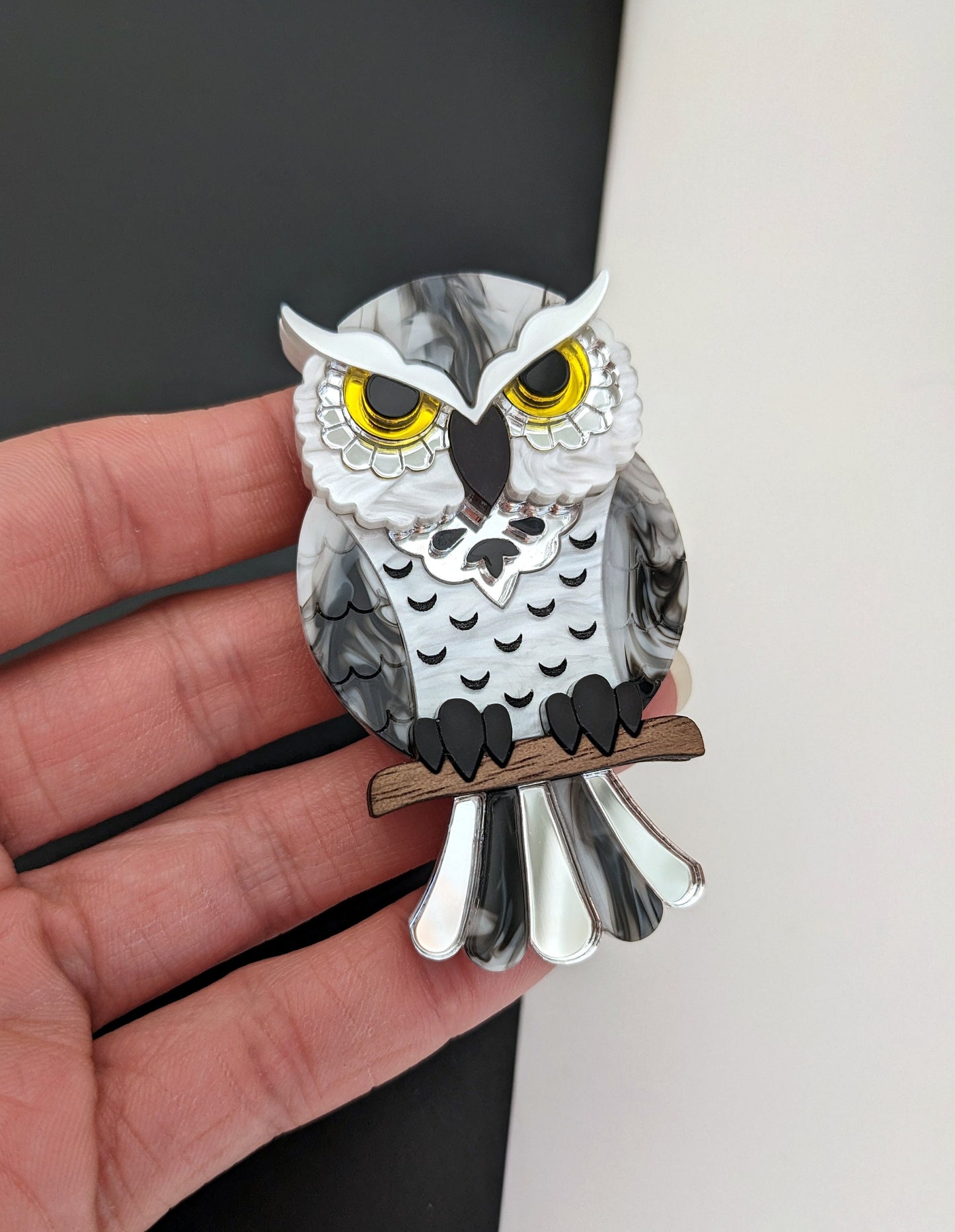 PRE ORDER Owl Brooch 'Snowy'