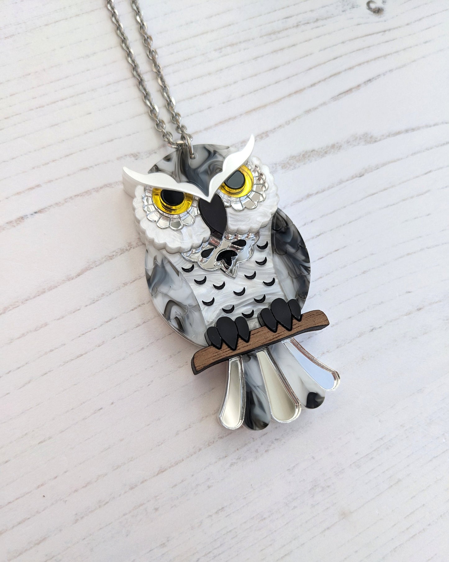 PRE ORDER Owl Pendant - 'Snowy'