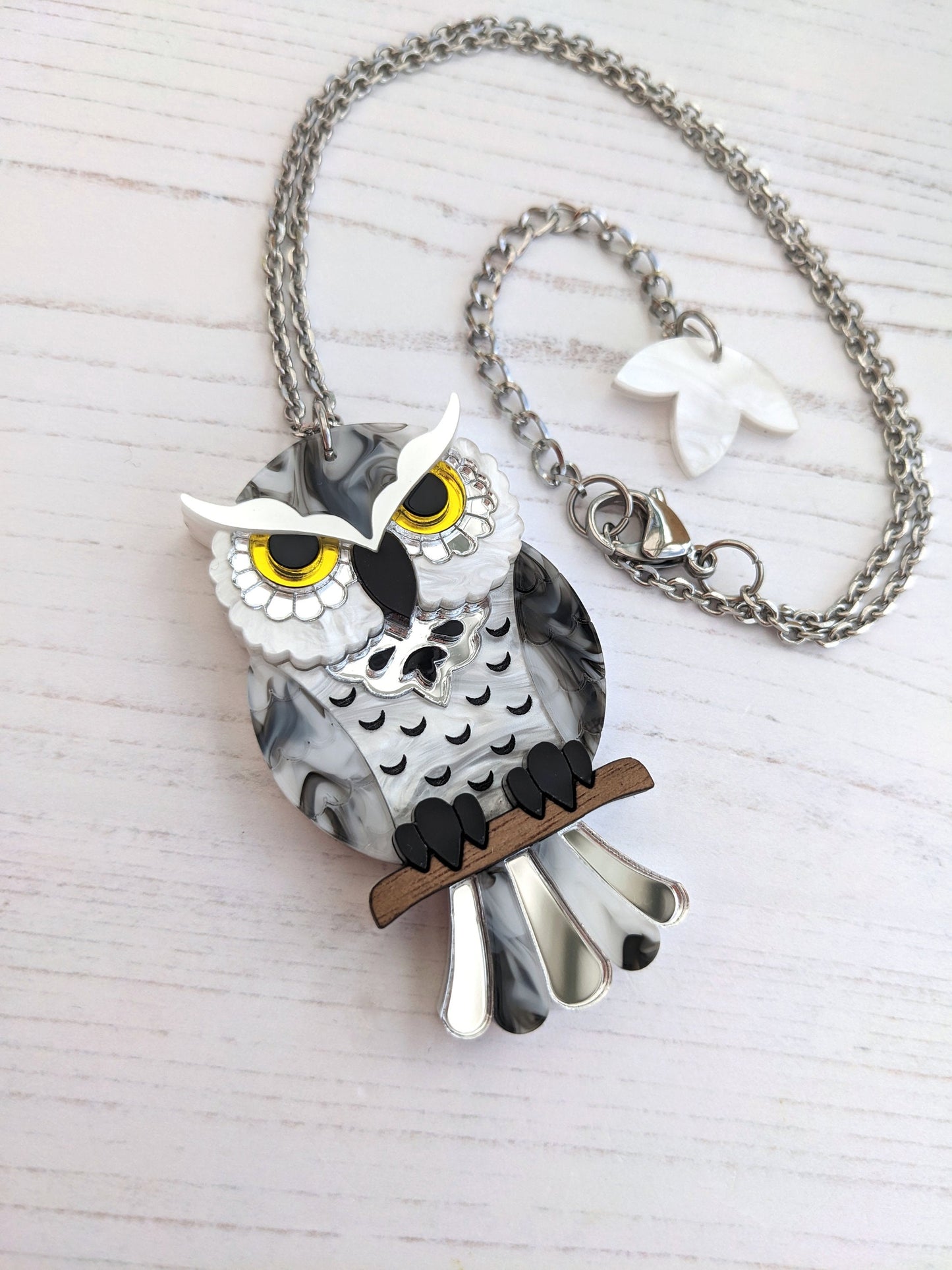 PRE ORDER Owl Pendant - 'Snowy'