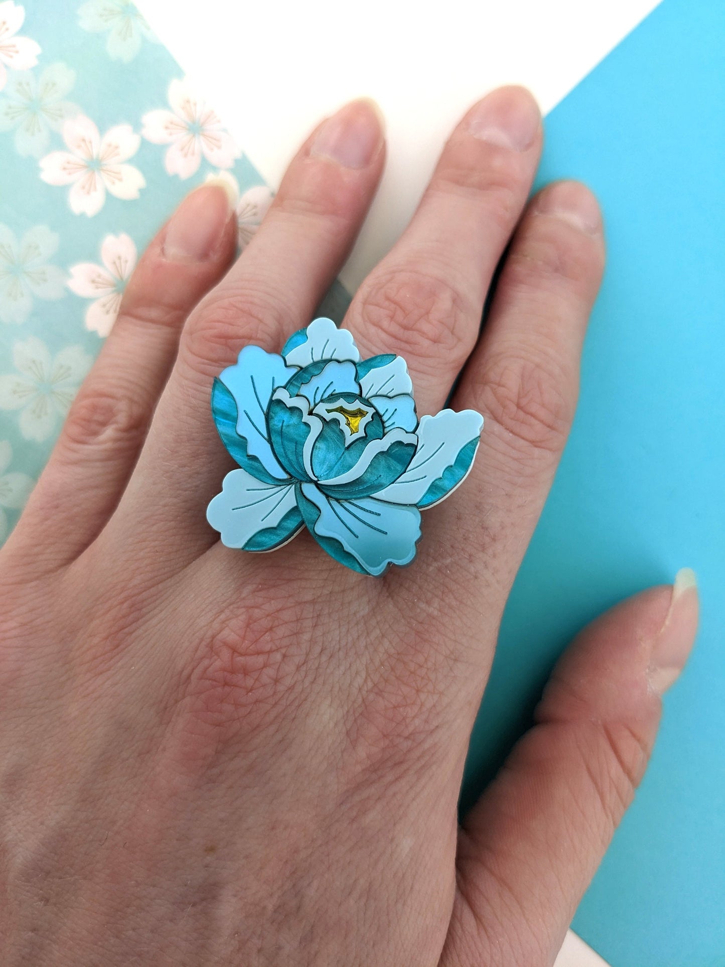 PRE ORDER Peony Ring - Teal