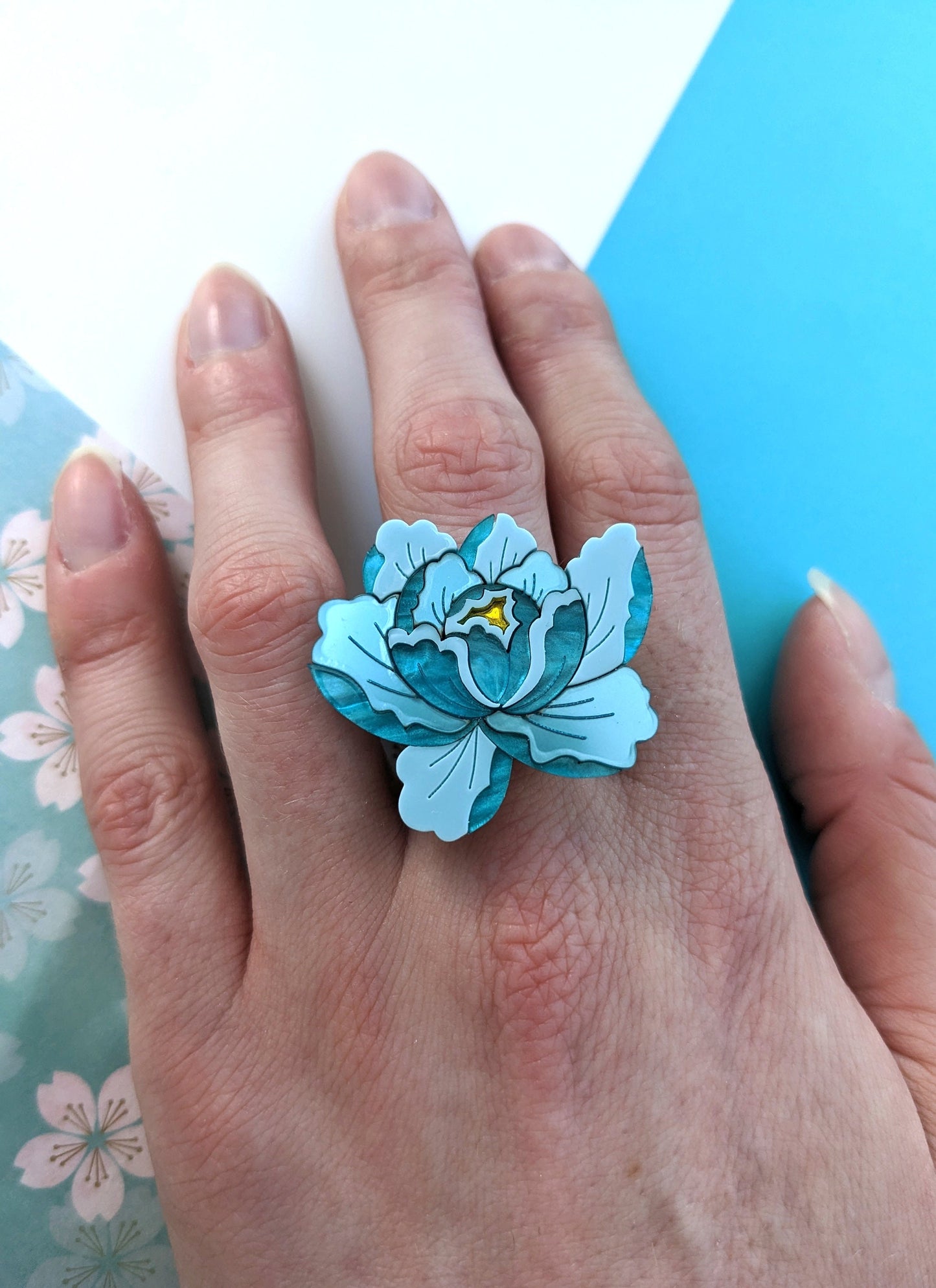 PRE ORDER Peony Ring - Teal