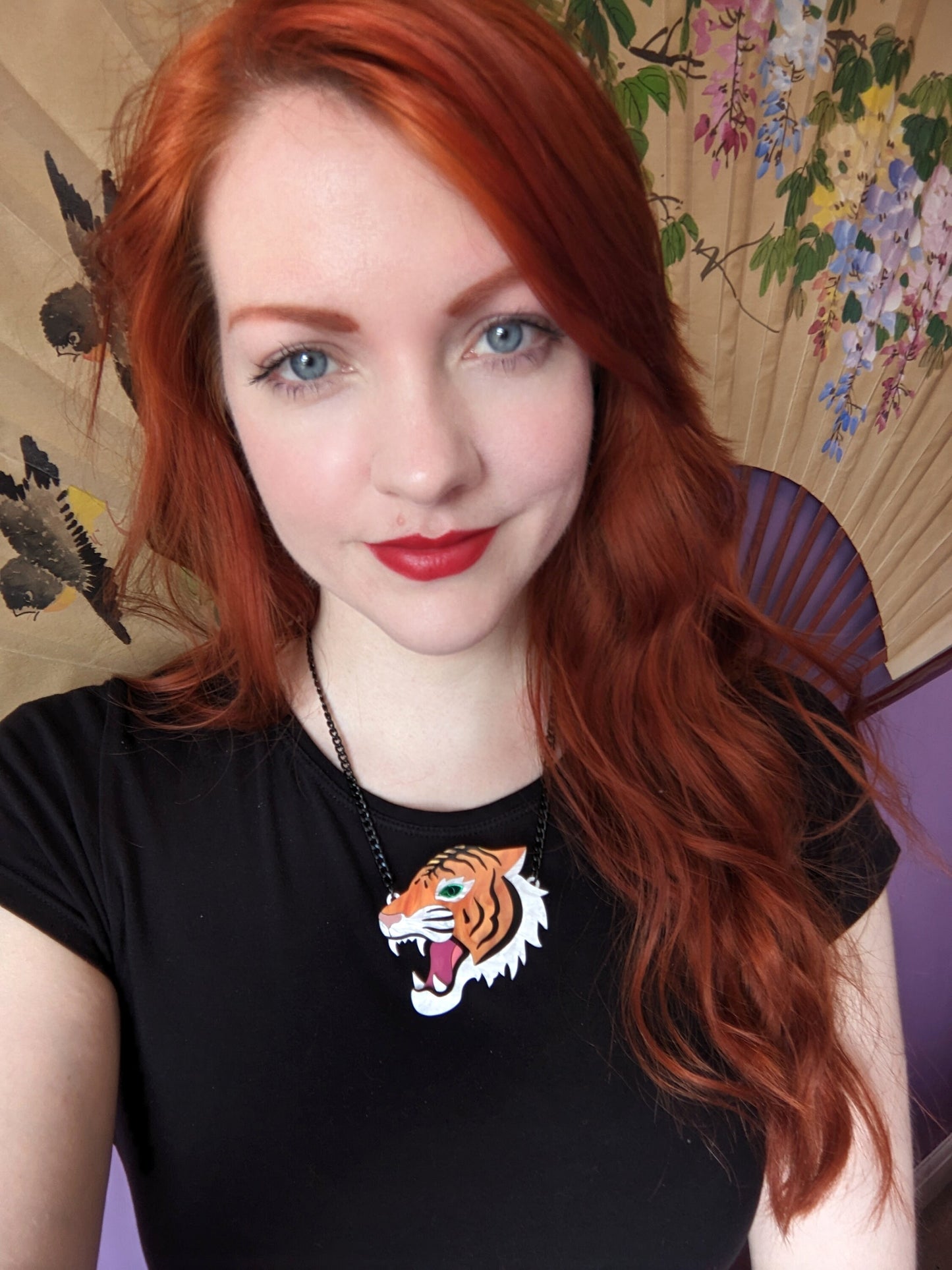 PRE ORDER Japanese Inspired Tiger Necklace - Choose from marble pearl or plain orange,