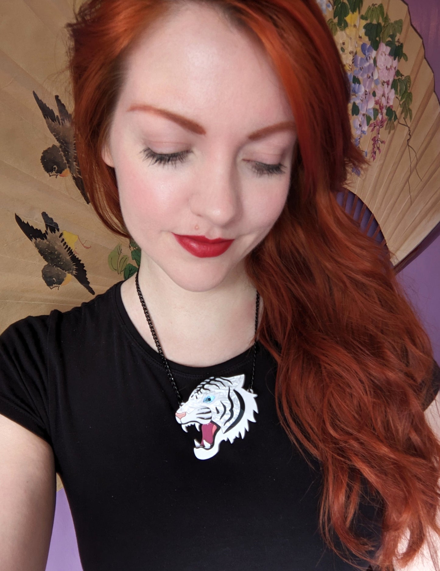 PRE ORDER Japanese Inspired Tiger Necklace - White