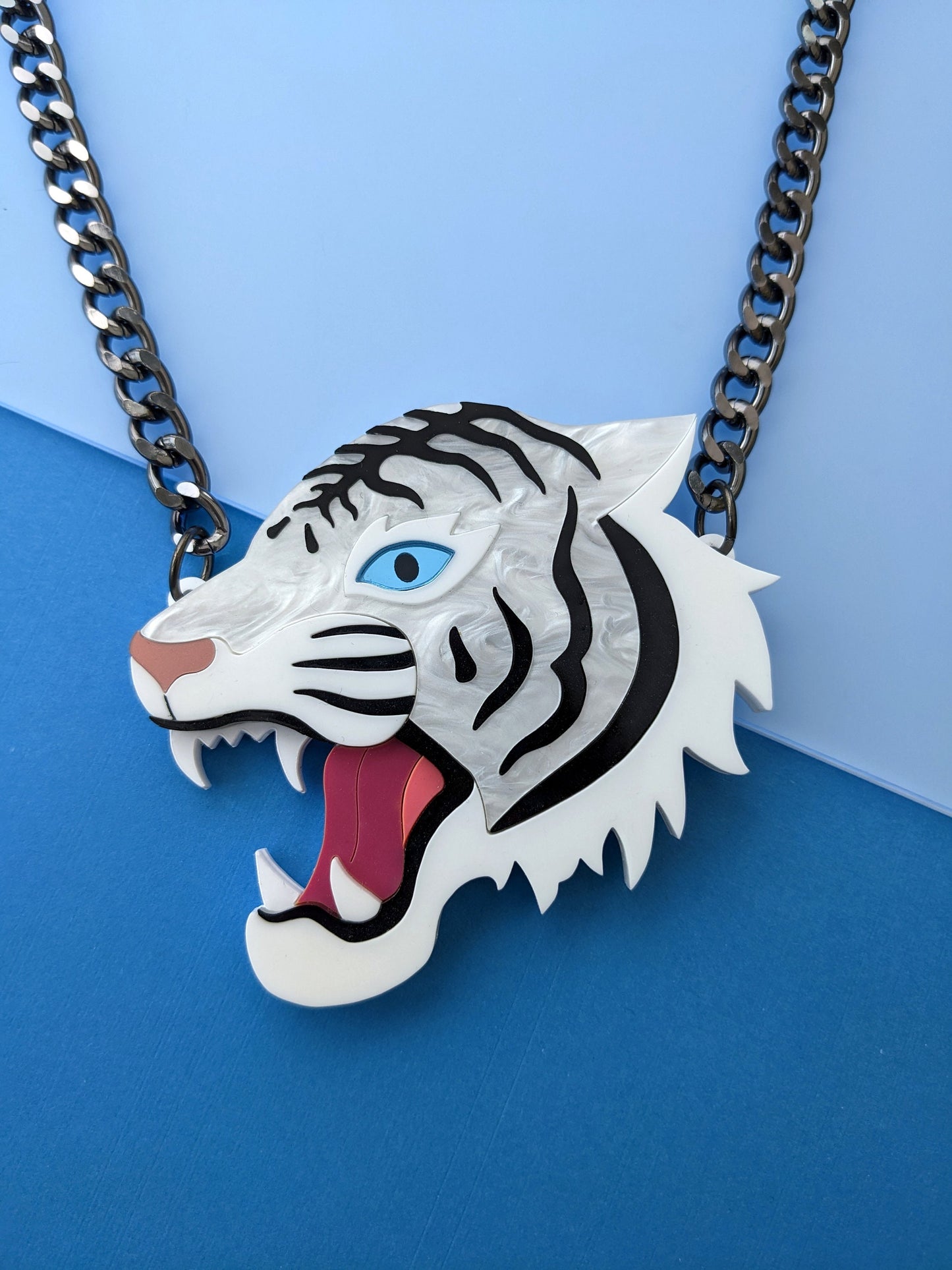 PRE ORDER Japanese Inspired Tiger Necklace - White