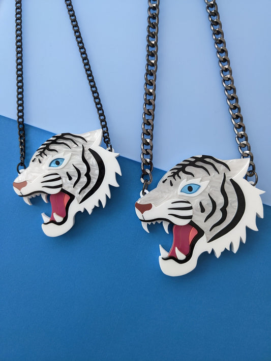 PRE ORDER Japanese Inspired Tiger Necklace - White