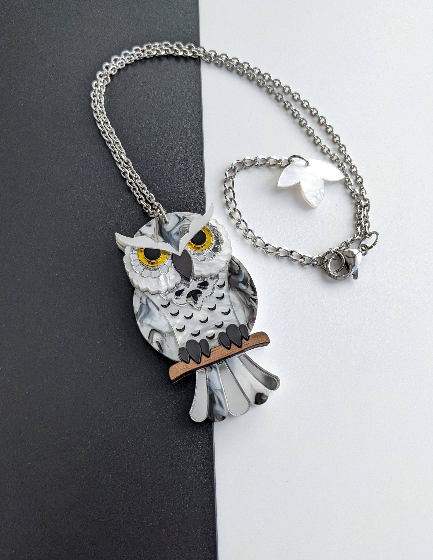 PRE ORDER Owl Pendant - 'Snowy'