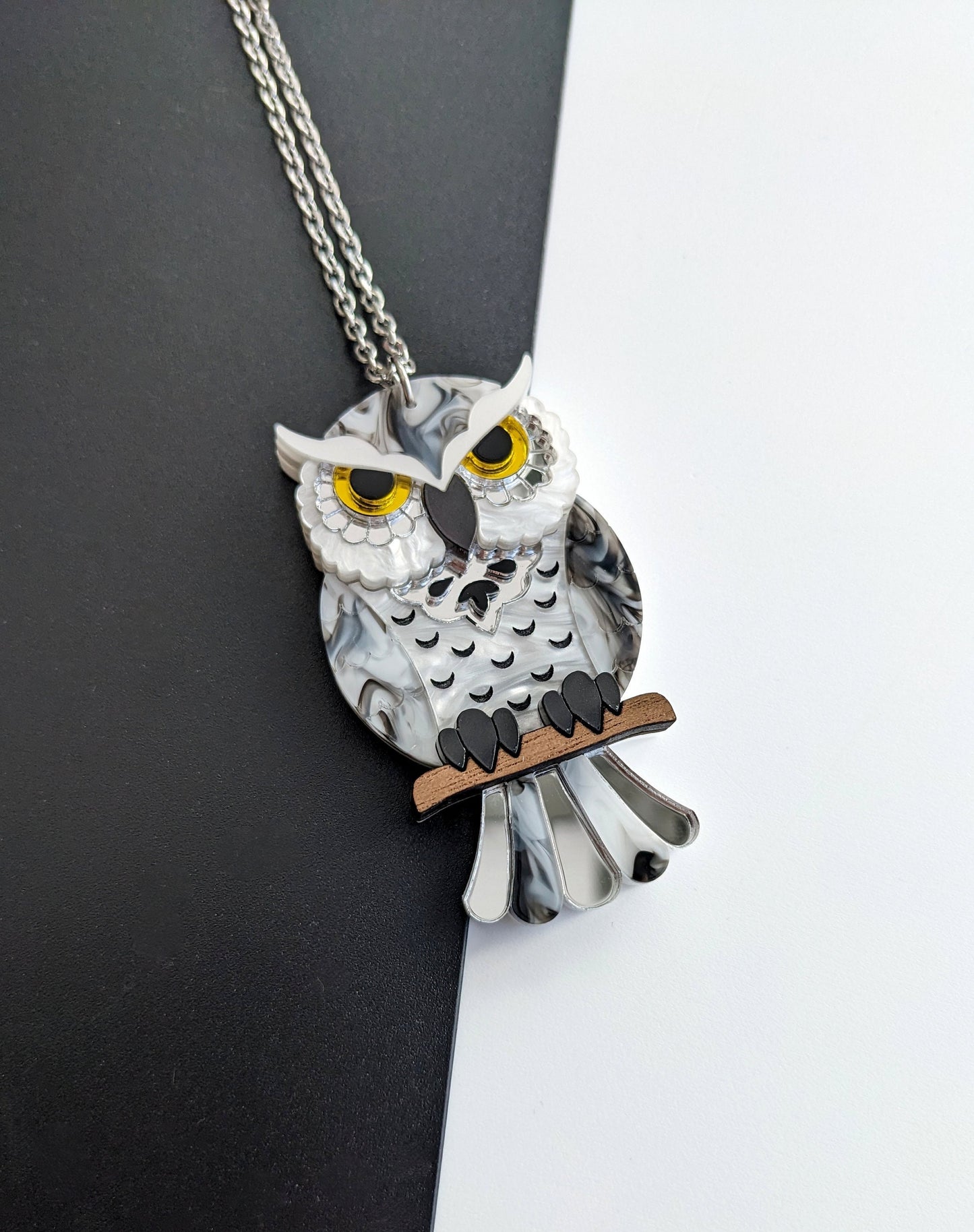 PRE ORDER Owl Pendant - 'Snowy'